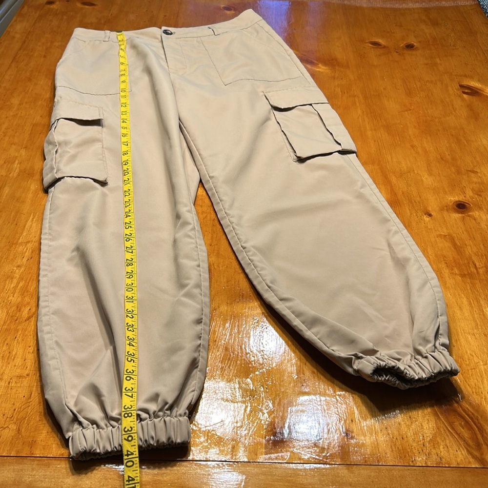 SHEIN EZwear Khaki High Waisted Cargo Pocket Jogger Pants Women’s Size Large - Picture 5 of 11